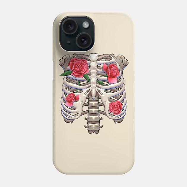 Floral Skeleton Rib Cage Bone Gift Phone Case by basselelkadi