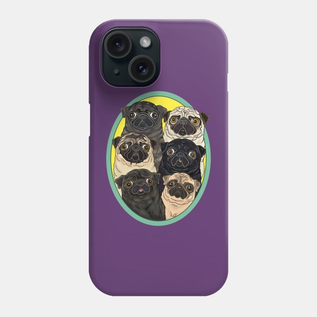 Six Pugs by FivePugs Designs Phone Case by FivePugs