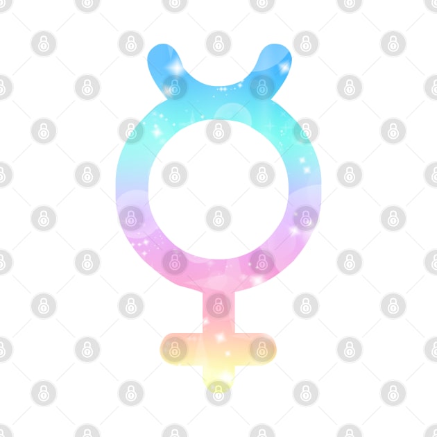 Mercury Planet Symbol in Magical Unicorn Colors by bumblefuzzies