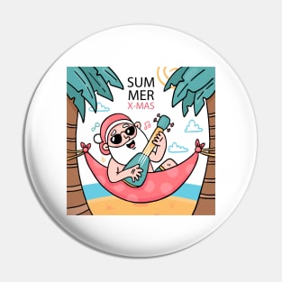 Summer X mas Santa Claus Pin