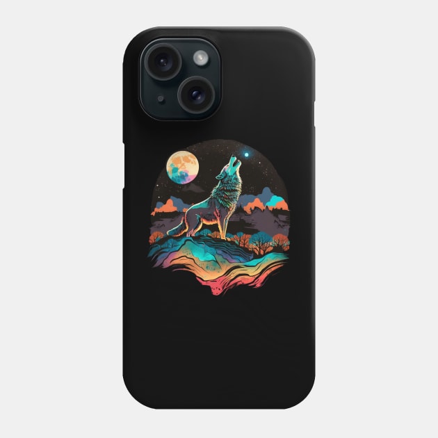 Retro Howling Wolf Spirit Colorful Phone Case by RetroZin