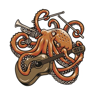 Octopus and Musical Instuments T-Shirt