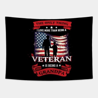 Veteran The Only Thing I Love More Than Being A Veteran Is Being A Grandpa Tapestry