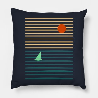 minimalist sunrise boat Pillow