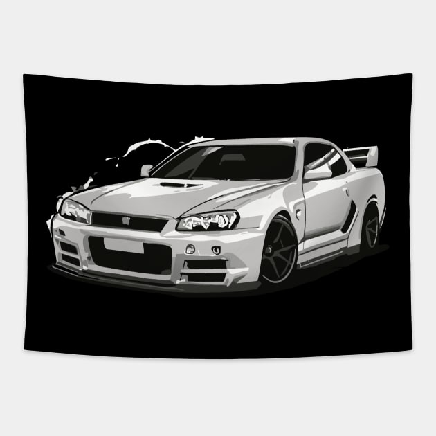 Nissan Skyline GTR R34 JDM Car Classic Tapestry by Cruise Dresses