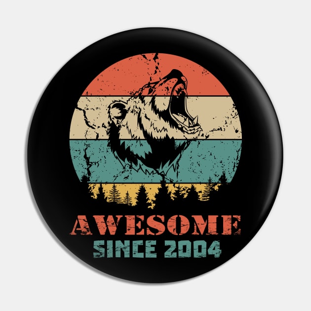 Awesome Since 2004 Year Old School Style Gift Women Men Kid Pin by SmileSmith