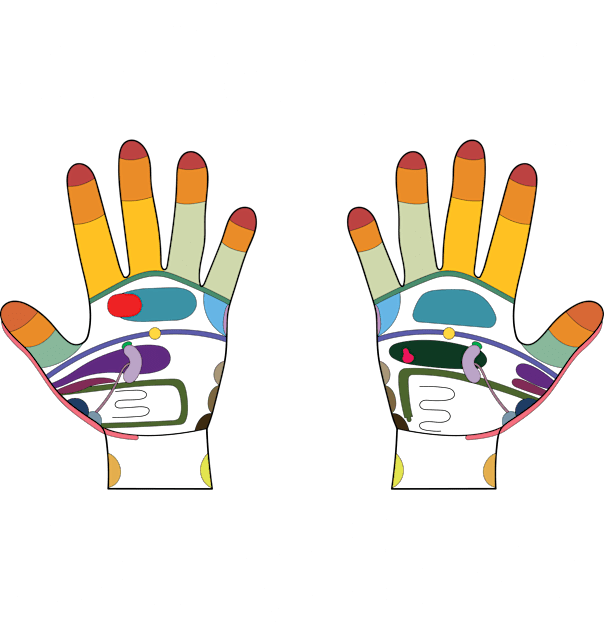 Reflexology Healing Hands (white text) (hand map) Kids T-Shirt by Balanceandharmonyforreflexologists