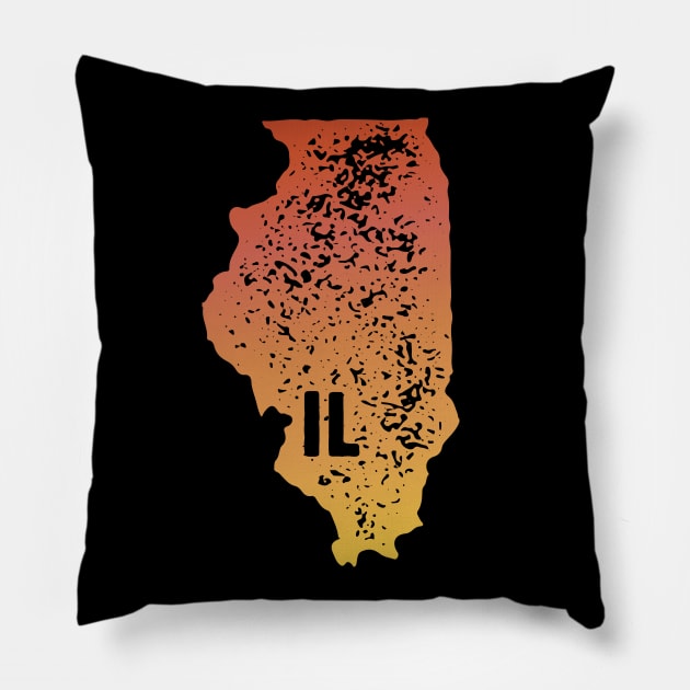 US state pride: Stamp map of Illinois (IL letters cut out) Pillow by AtlasMirabilis