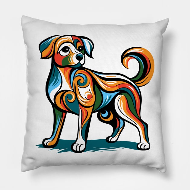 Pop art dog illustration. cubism illustration of a dog Pillow by gblackid