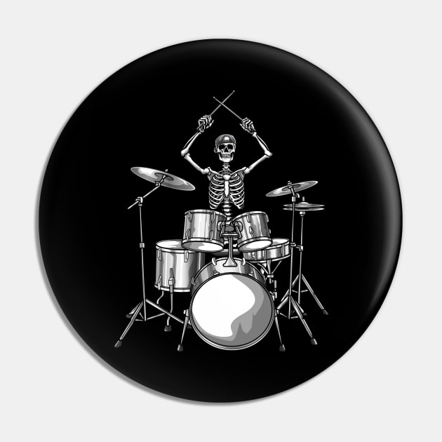 Drummer Skeleton Drumming Pin by KAWAIITEE