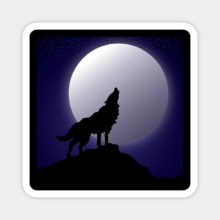 Wolf howling in the night Magnet