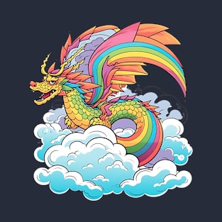 Rainbow Dragon on Clouds T-Shirt