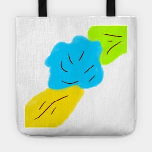 Blue yellow flower watercolor art design Tote