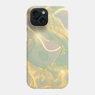 Liquid Green Gold Luxury Marble Shapes Geometric Abstract Pattern Phone Case