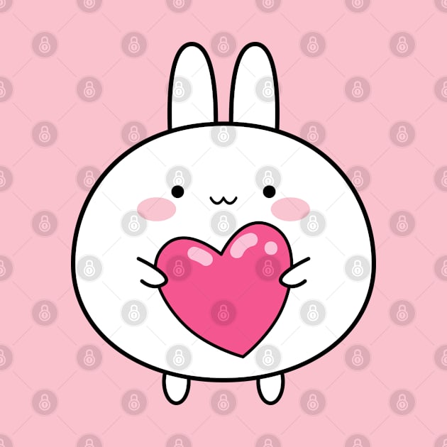 Love you sticker, Cute white rabbit sticker, Valentines day, Cute sticker, Kawaii rabbit, Pink sticker by KristinityArt