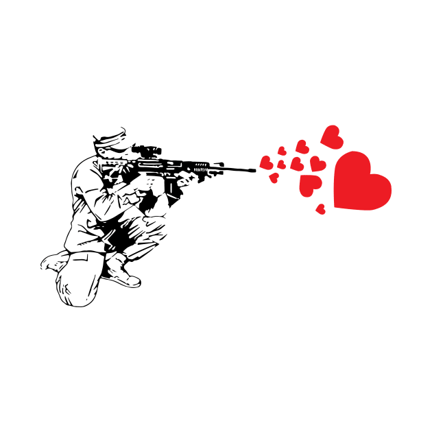 Graffiti Military Rifle Shooting Out Hearts Artsy by theperfectpresents