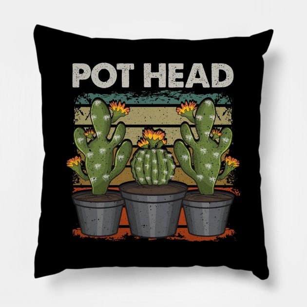 Funny Pot Head Gardening & Plant Pun Pillow by theperfectpresents