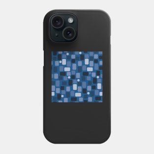 Pattern of light blue and dark blue rectangles on a blue background Phone Case