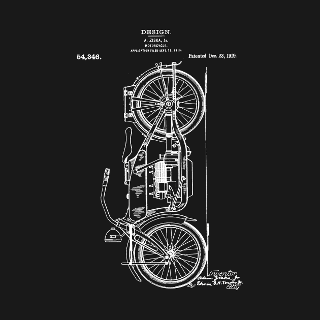 Motorcycle Patent Drawing 1919 by Joodls