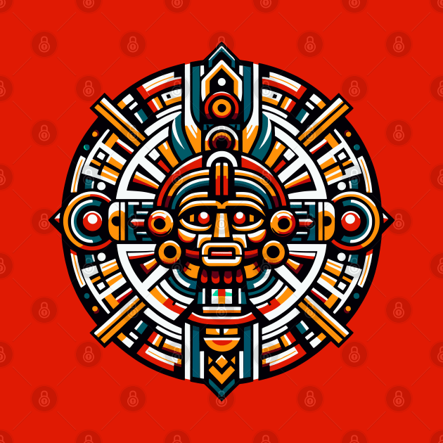 Aztec Deity Mandala: Geometric Tribal Artwork by AmandaOlsenDesigns