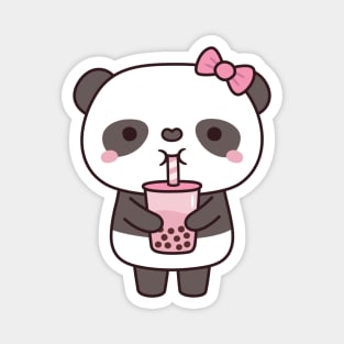 Cute Girl Panda Drinking Bubble Milk Tea Magnet