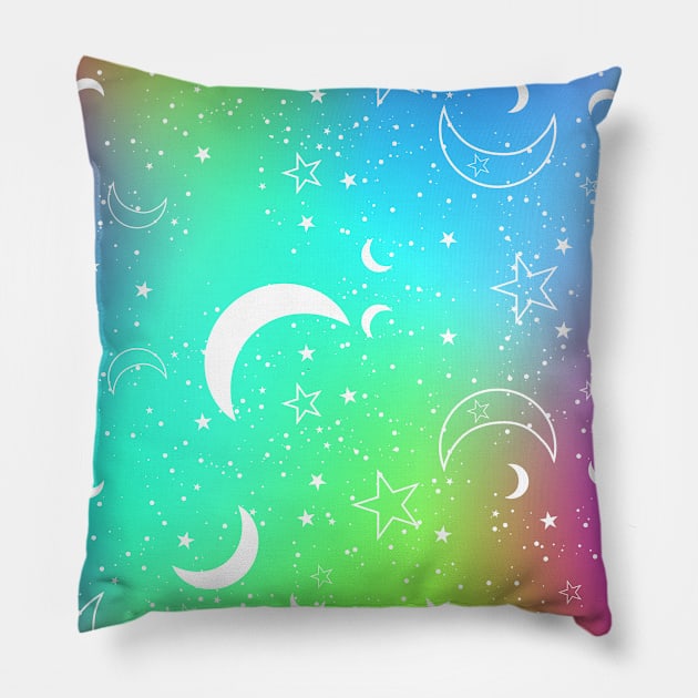 Rainbow Starlight cosmos Pillow by theartistmusician