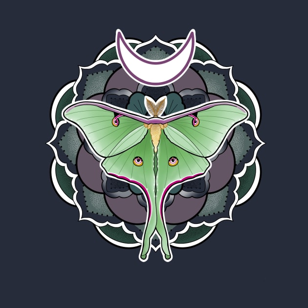 Mandala Luna Moth by louddoodle