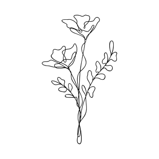 Wildflower Line Art | Floral Botanical Minimalist Lineart T-Shirt