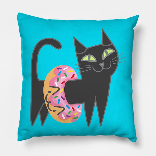 My cat loves donut Pillow by Plushism