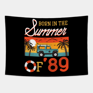 Born In The Summer Of _89 Beach Holiday Birthday Tapestry