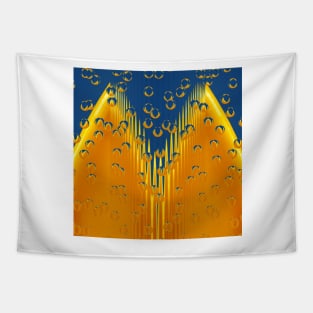 MUCH NEEDED RAİN. Abstract futuristic symmetrical design in vivid yellow and bright blue Tapestry