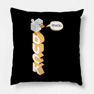 Retro Isometric Duck Sign with Quack! Pillow