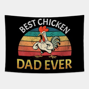 Retro Best Chicken Dad Ever Angry Chicken Daddy Fathers Day Tapestry