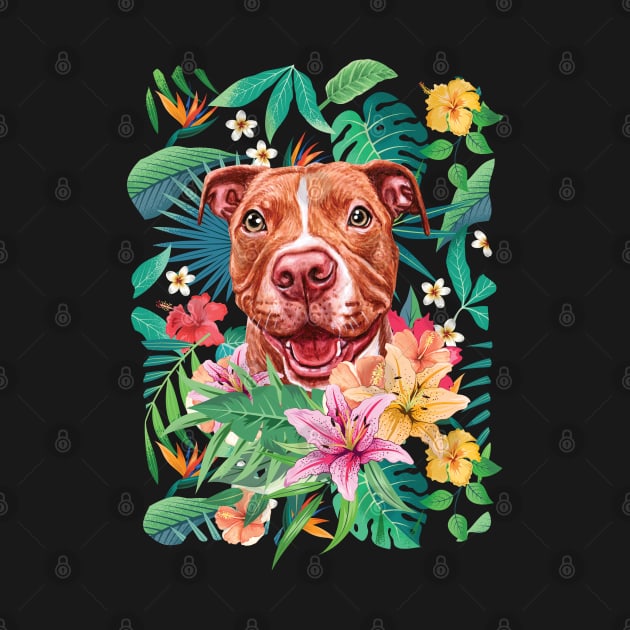 Tropical Red Pit Bull Pitbull 1 by LulululuPainting