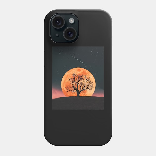 Moon rise behind tree Phone Case by Misfit04