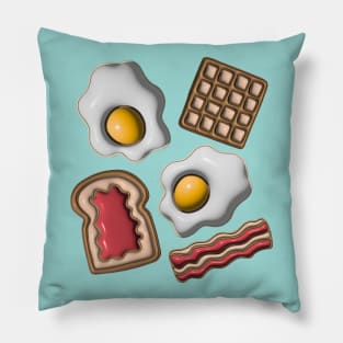 BREAKFAST FRIED EGGS TOAST JAM WAFFLES - UnBlink Studio by Jackie Tahara Pillow