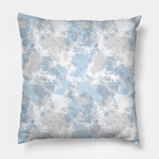 Soft Blue and Gray Tie-Dye Pillow by Carolina Díaz