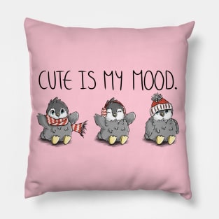 Cute is my Mood Penguin Quote Pillow