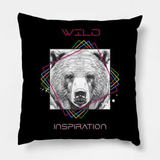 Bear Grizzly Wild Nature Animal Illustration Art Drawing Pillow