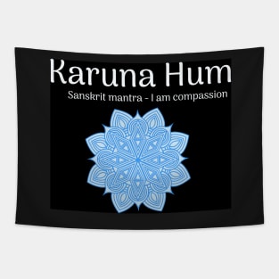 Karuna Hum Sanskrit Mantra on a Dark Background Tapestry