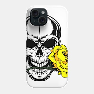 SKULL WITH YELLOW ROSE 03 Phone Case