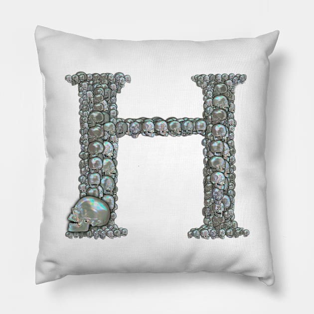 Skull Alphabet H Pillow by dinaaaaaah