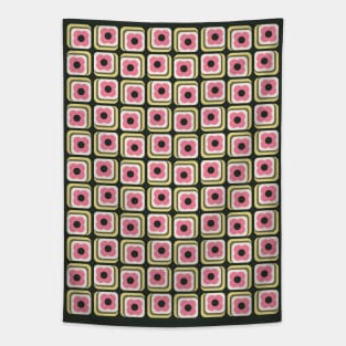 Retro 70s Floral Squares Pink, Yellow, Green Tapestry