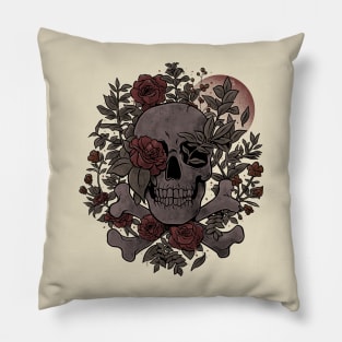 Rest in Leaves - Dark Skull Flowers Nature Goth Gift Pillow