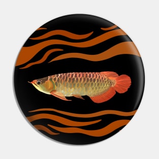 Orange Arowana Fish - Orange Waves Pin