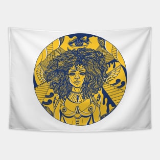 Navy Gold Kemet Warrior Tapestry