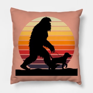 Bigfoot Walking her Dog Pillow