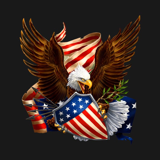 Patriotic Eagle Shield arrows american flag 4th of July by Namatustee