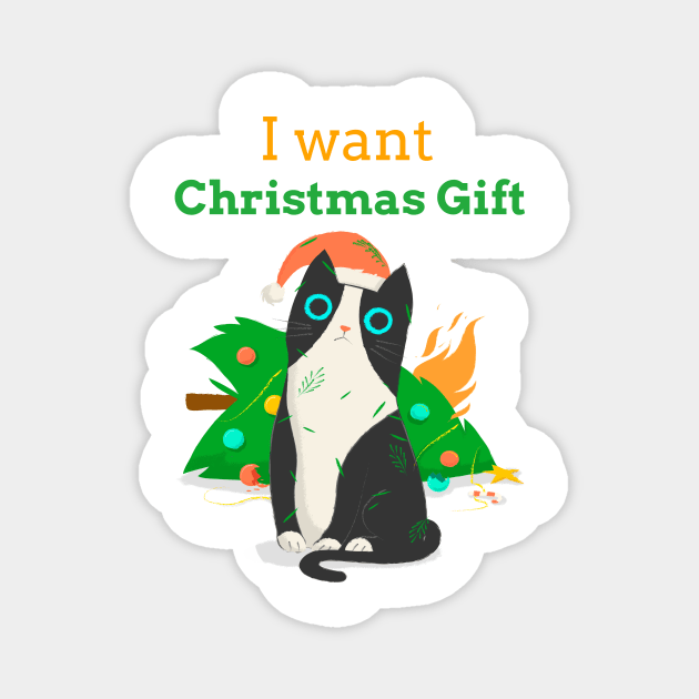 I Want Christmas Gift - Cat Lovers Magnet by Smart Life Cost