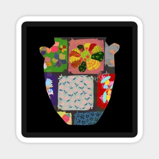 Pottery is style of life- patchwork pot Magnet